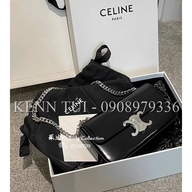 Túi kẹp nách đeo vai khóa bạc Ce.line 20cm hàng fullbox