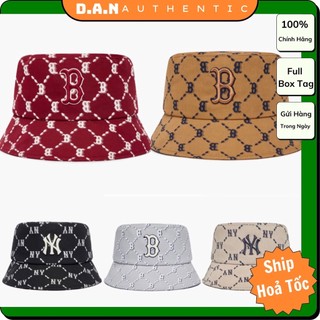 Mũ mlb monogram diamond bucket hat boston red sox 3ahtm032n chính hãng full box tag