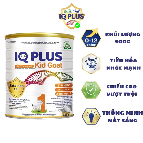 Sữa Bột IQ Plus Kid Goat lon 900g - Sữa dê cho bé, sữa cho bé dị ứng đạm sữa bò