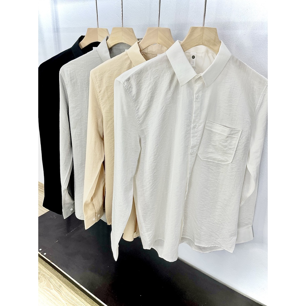 Áo sơ mi nam đũi dài tay JONATO chất liệu đũi xước cao cấp, somi đũi form rộng năng động trẻ trung