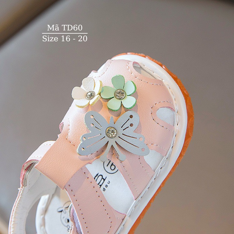 Dép sandal bé gái tập đi imibaby 0 - 24 tháng tuổi êm nhẹ chống trơn trượt có tiếng kêu chíp chíp đính hoa xinh xắn TD60
