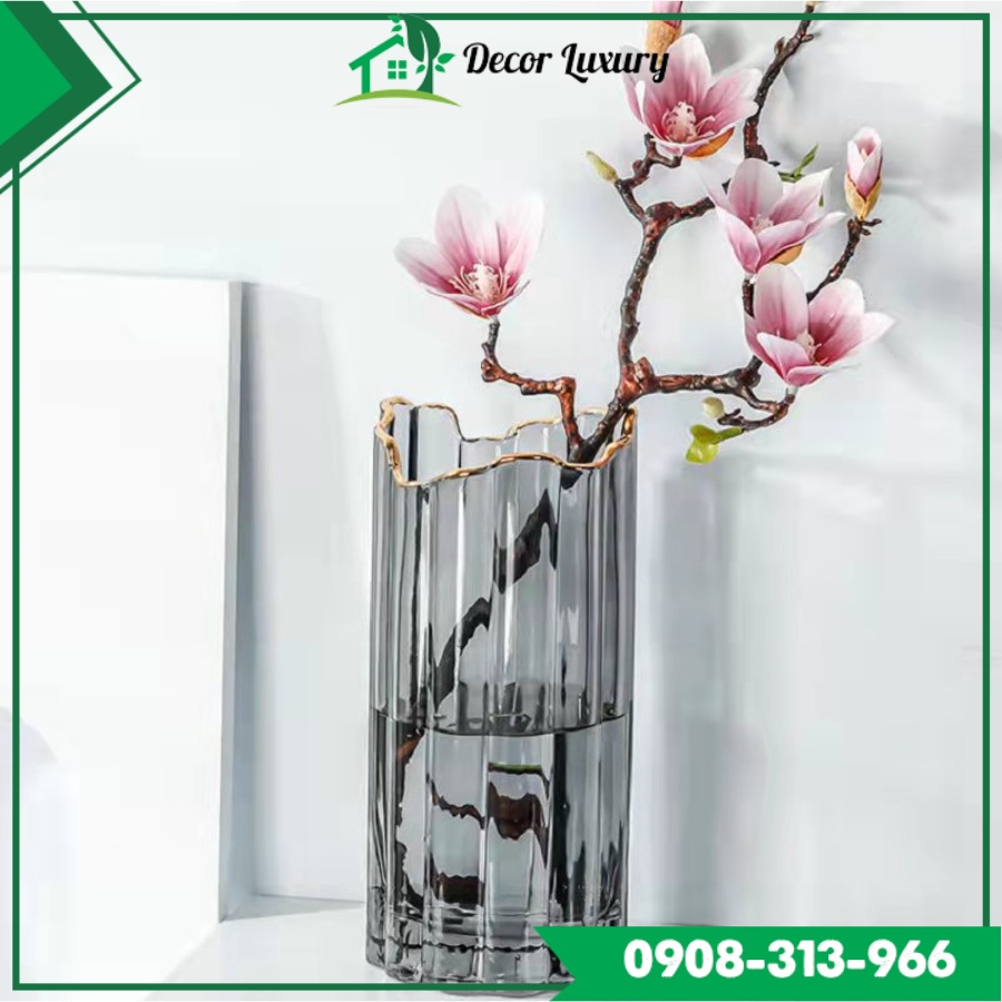 Bình Thủy Tinh Miệng Không Đều Giống Vỏ Cây Ánh Sáng Hiện Đại Trong Suốt - DECOR.LUXURY