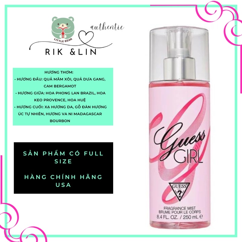 Auth_GUESS GIRL_ Xịt Thơm Body Mist Toàn Thân Usa