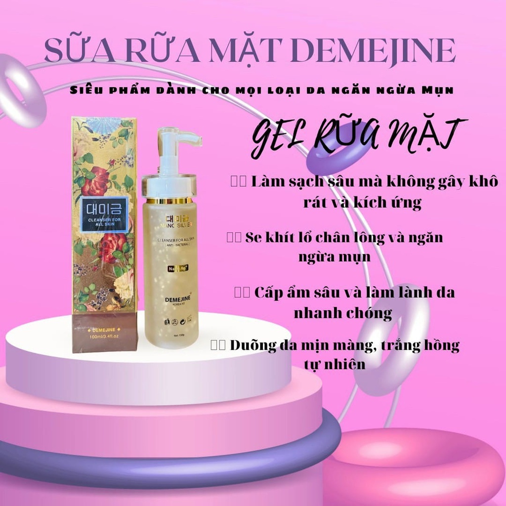 Sữa rửa mặt Demejine Hàn Quốc nâng tone sạch sâu kiềm dầu tốt hỗ trợ ngăn ngừa mụn hiệu quả