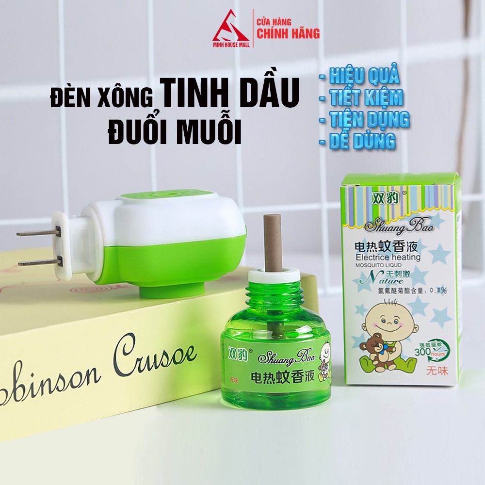 Set Bộ Đèn Xông Tinh Dầu Đuổi Muỗi Côn Trùng Minh House Baby Bear Thiên Nhiên