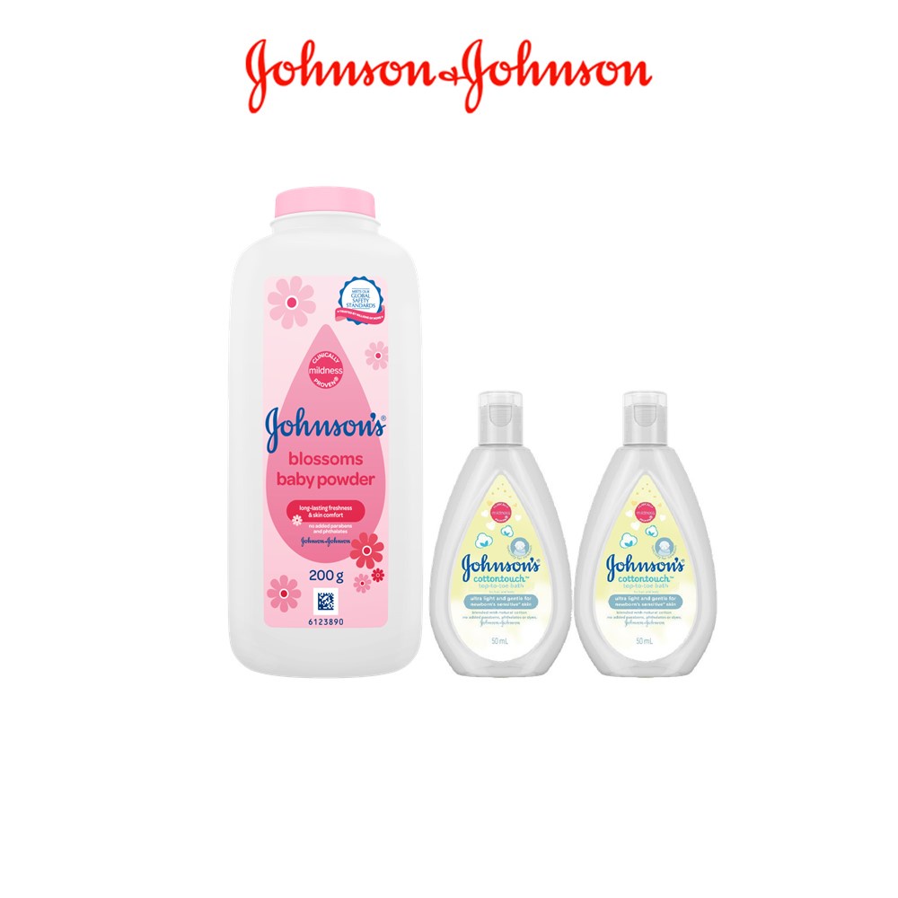 GIFT_Phấn Thơm Cho Bé Hương Hoa Johnson's Baby Powder 200g + Sữa tắm gội toàn thân Johnson's top to toe 100ml