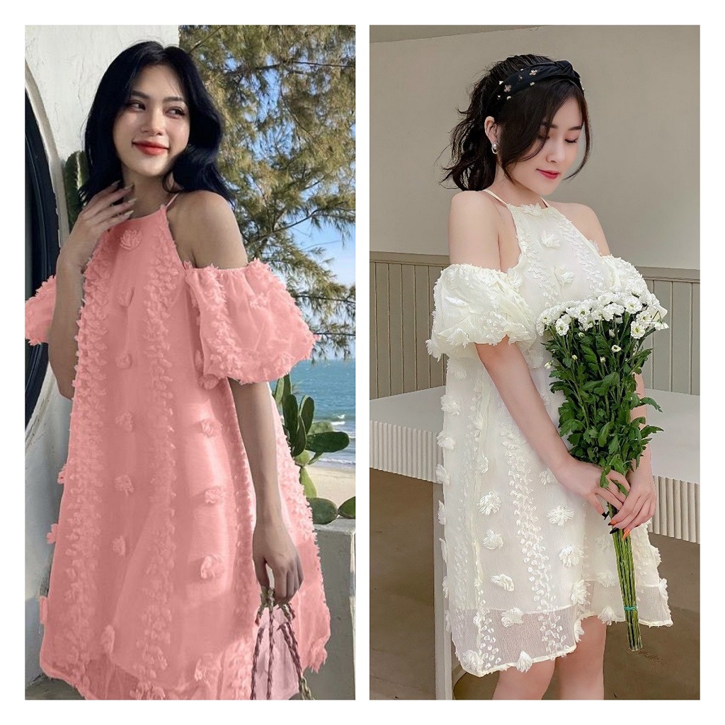 Đầm Bầu Váy Bầu Hai Dây Ren Hoa Nổi Thời Trang Thiết Kế Xinh Xắn Mặc Đi Chơi Dự Tiệc