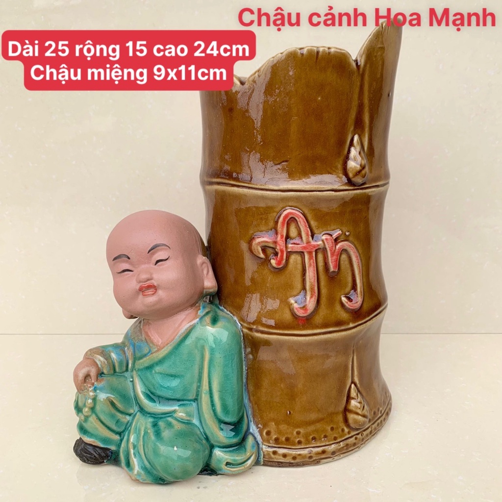 Chậu tượng Chú tiểu cây trúc bonsai cây cảnh SP544