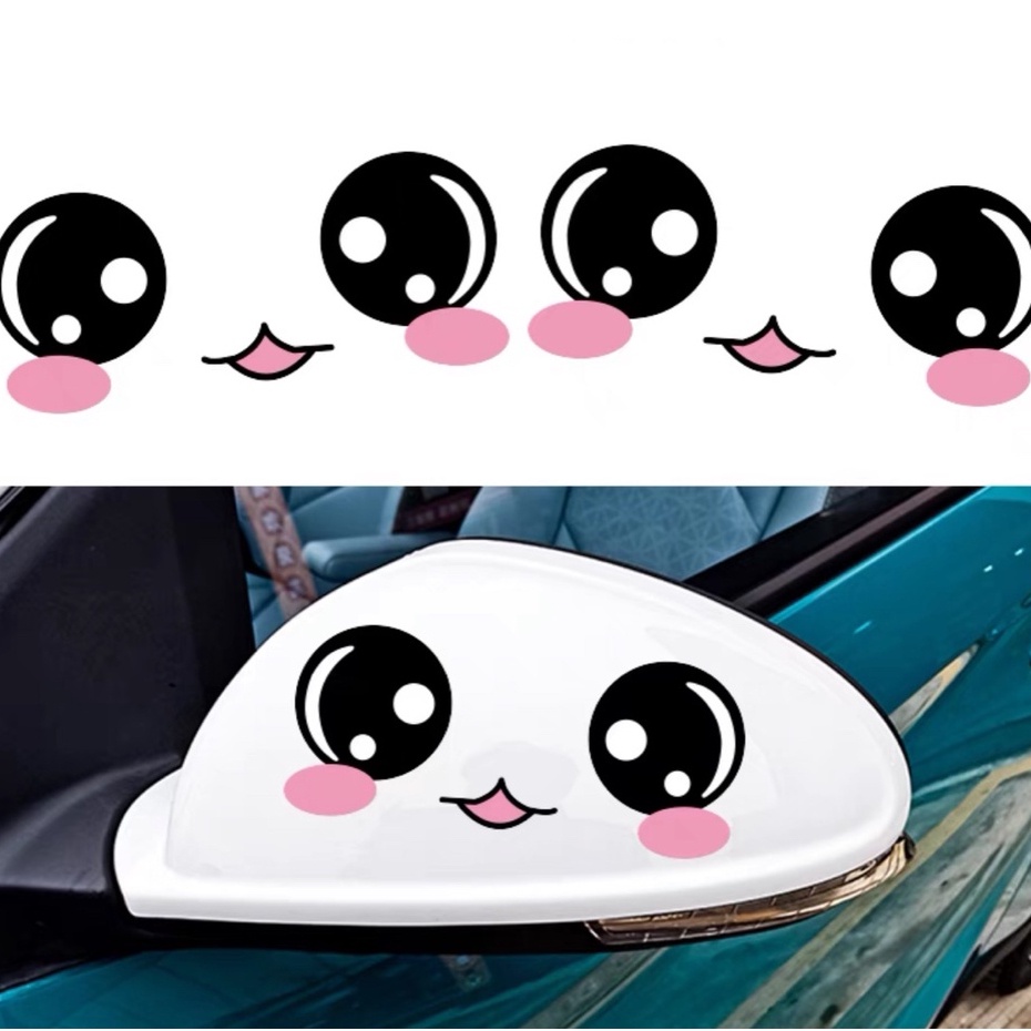 Tem dán gương 3D hình khuôn mặt baby dễ thương trang trí kính chiếu hậu xe hơi ba chiều