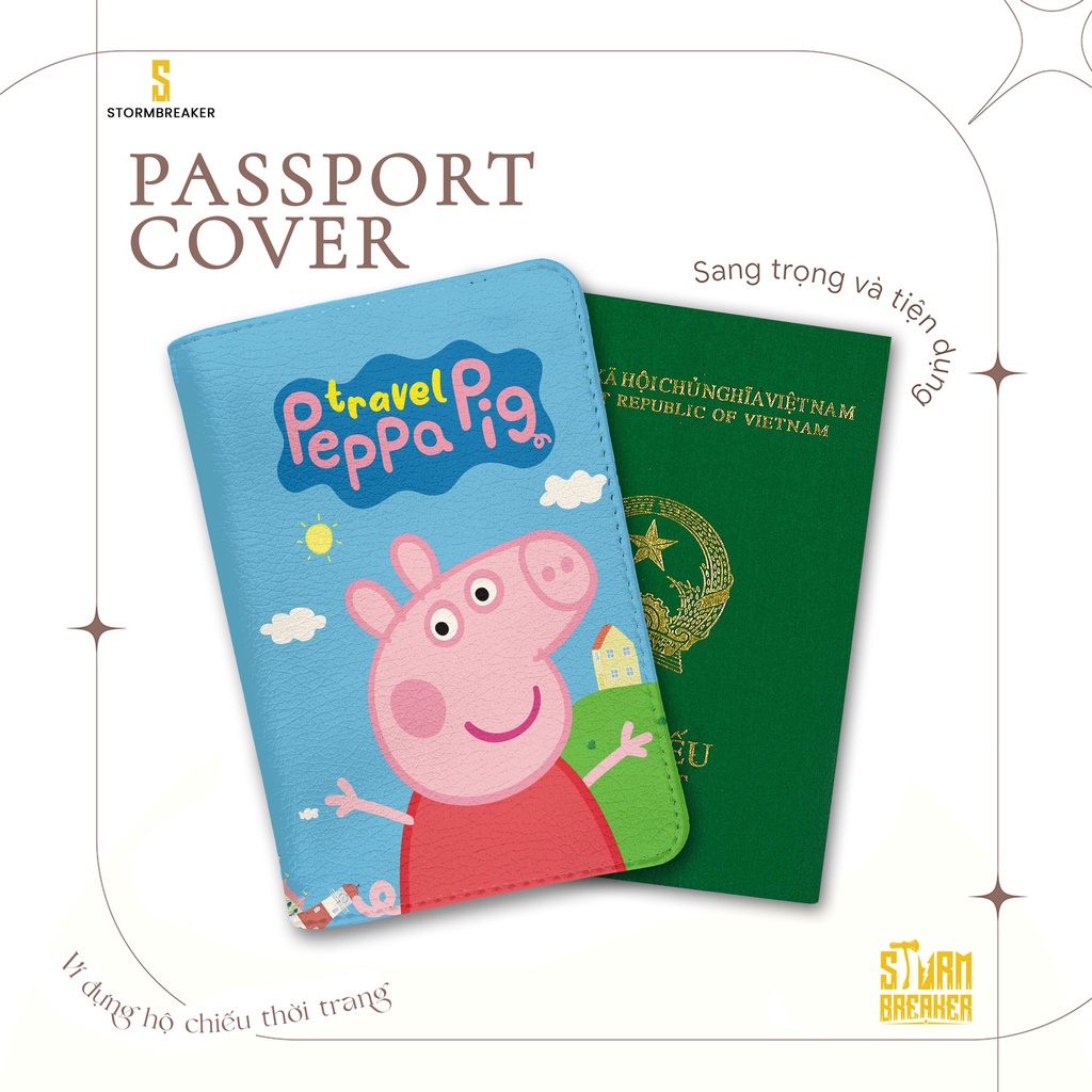 Bao Da Hộ Chiếu - Ví Đựng Passport Du Lịch ( in tên cá nhân ) Heo Peppa Travel - Cartoon - PPT246 STORMBREAKER