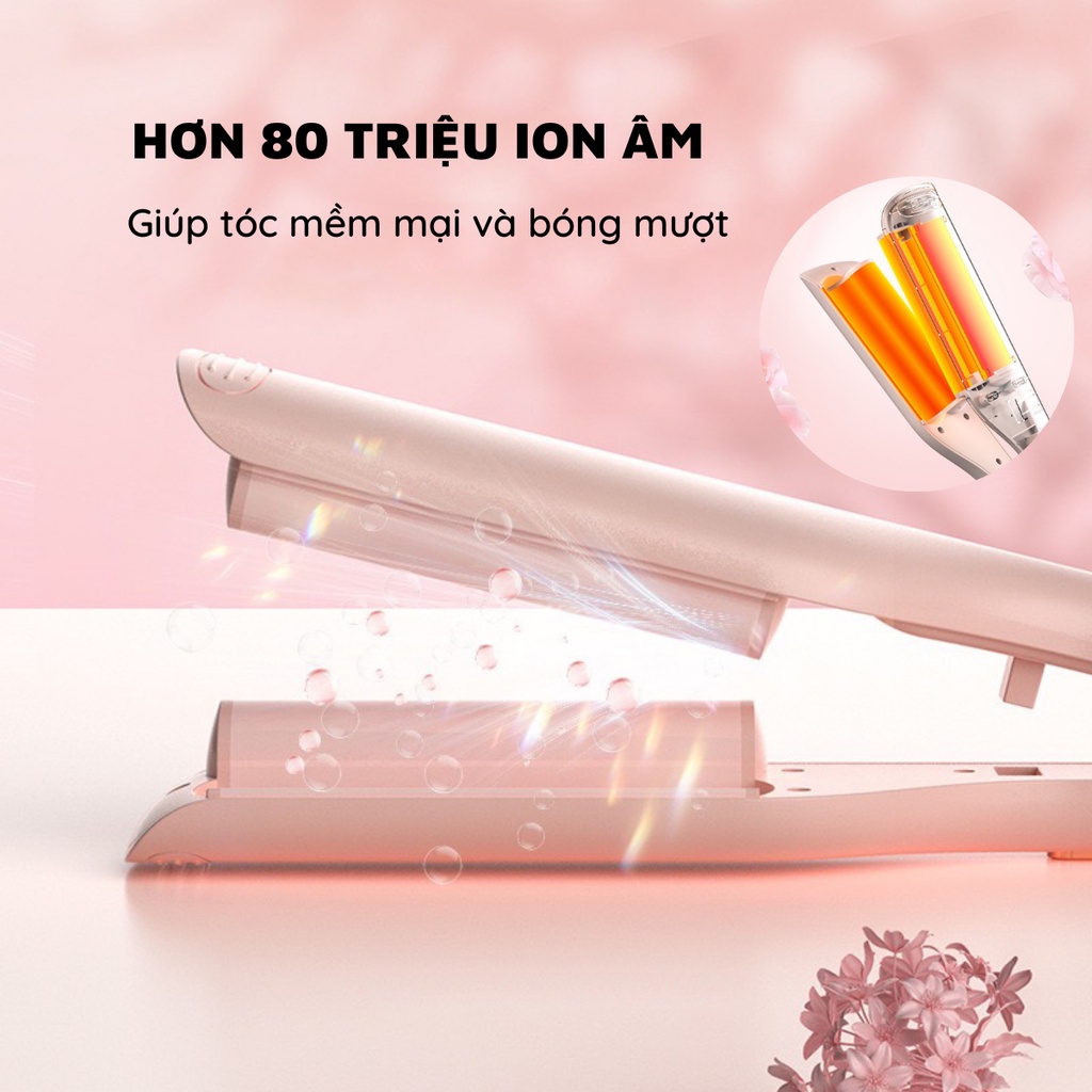 Máy Uốn Tóc Xoăn Gợn Sóng Nước NANOMAX D25 4 Mức Điều Chỉnh Nhiệt Làm Nóng 30 Giây Ion Âm Bảo Vệ Tóc Chất Liệu Gốm Cao C