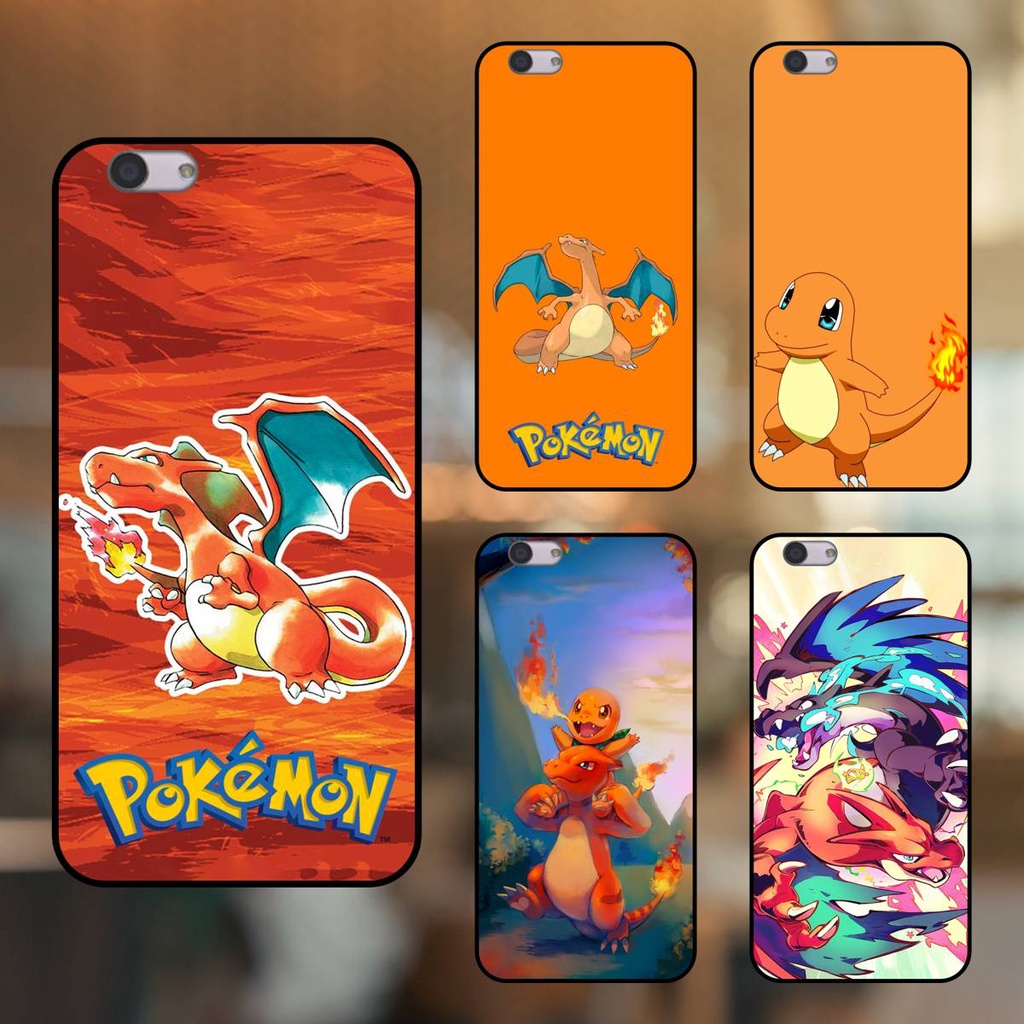Ốp lưng điện thoại Oppo F1s viền đen Lizardon Charizard Charmander Pokemon