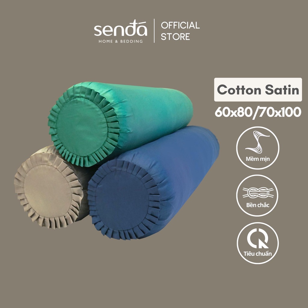 Vỏ gối ôm Cotton Satin 60s Sen Đá Home Bedding 60x80 70x100 35x100cm cao cấp trơn màu, bao áo gối lụa có dây kéo