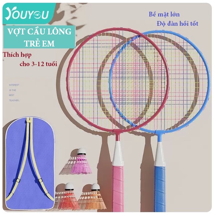 Bộ vợt cầu lông Youyou cho trẻ em mầm non, mẫu giáo chính hãng - Trẻ từ 3-6 tuổi và 7-12 tuổi