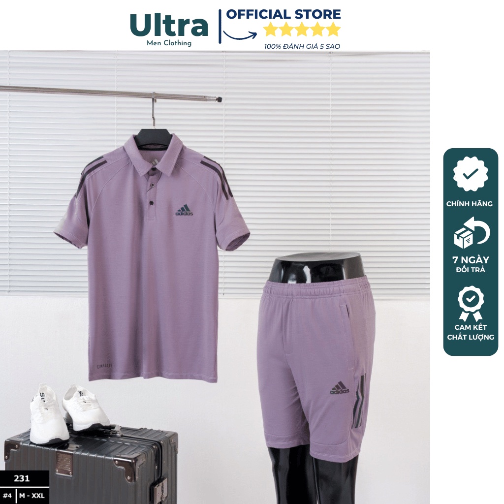 Bộ Adidas nam mùa hè thun lạnh cao cấp Hàng Hiệu Ultra Men UM231 Bộ quần áo thể thao cộc tay chất mát mặc nhà 2023