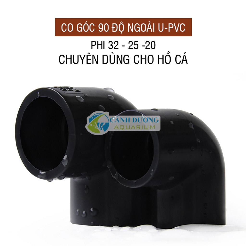 Co 90 độ màu đen ĐEN U-PVC Phi 32-25-20 chuyên dùng cho hồ cá