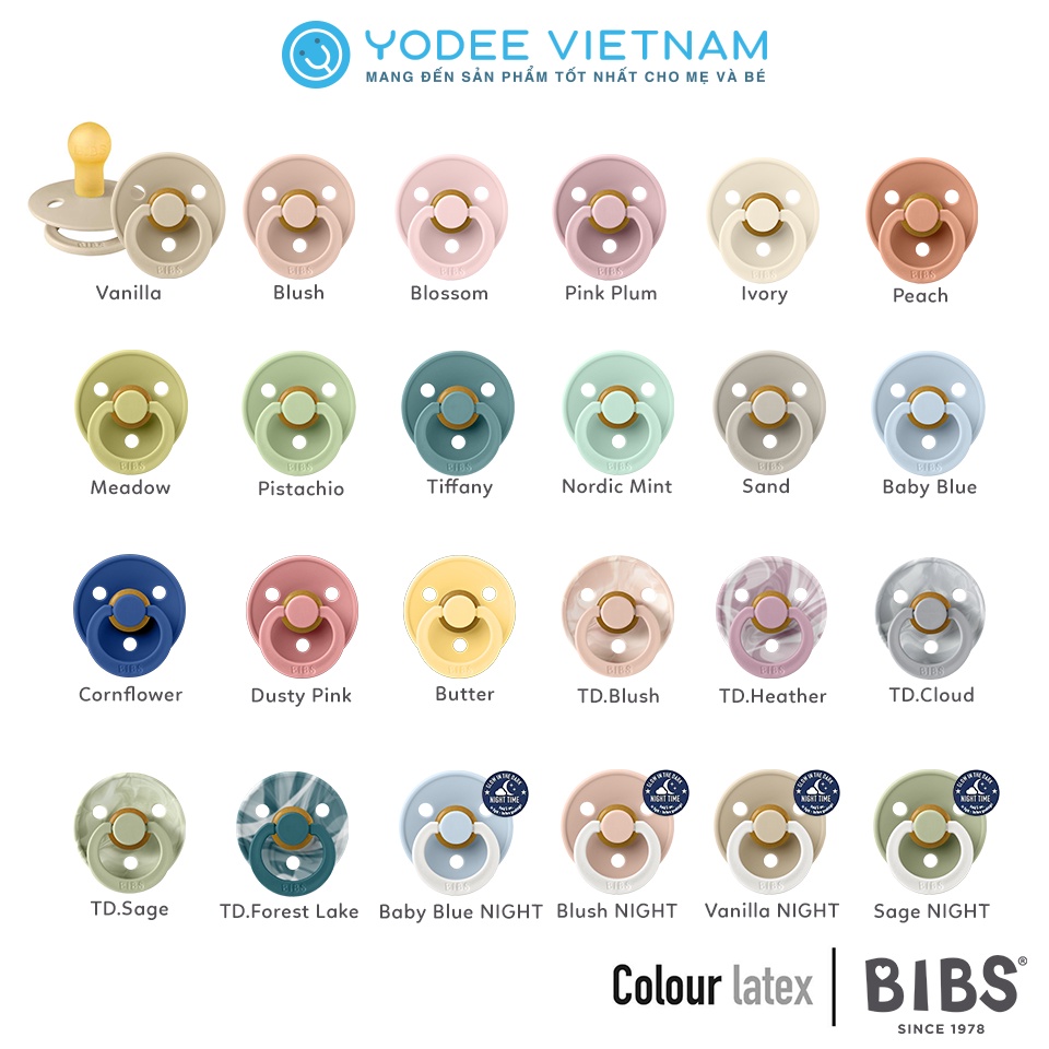 Núm ti BIBS Colour tặng kèm nắp đậy ti cho bé