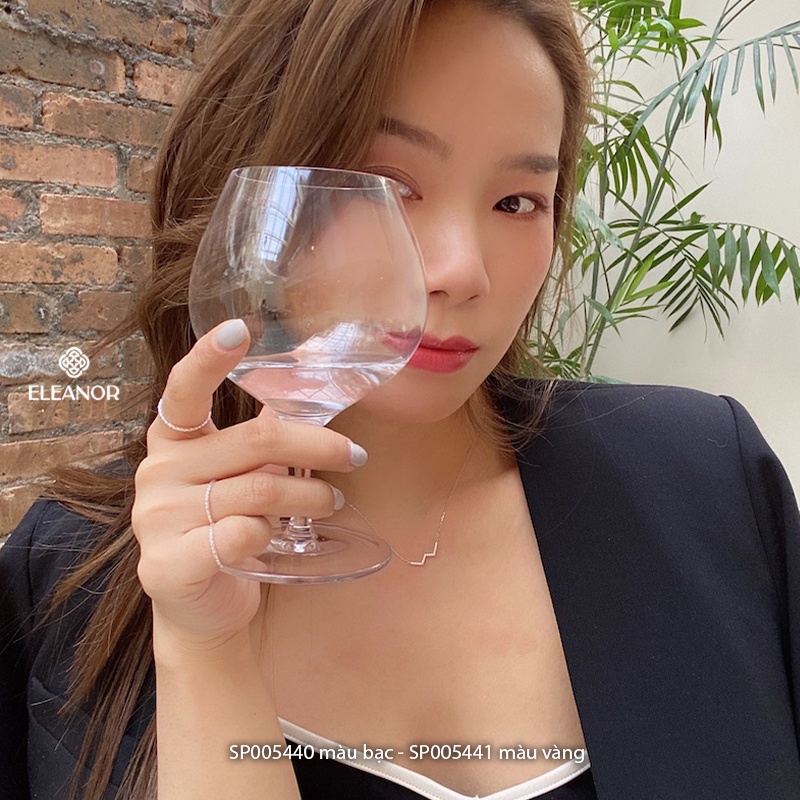 Dây chuyền nữ bạc 925 Eleanor Accessories mặt hình chữ W đính đá phụ kiện trang sức thanh lịch 5440