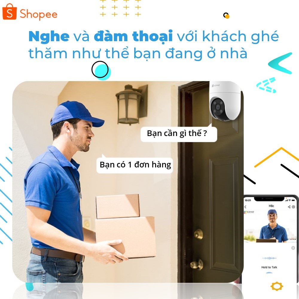 Camera Wifi EZVIZ H3 3Mpx 2K, Ngoài trời, Báo động đèn chớp, Còi hú, Đàm thoại 2 chiều, Có màu ban đêm, Bảo Hành 2 Năm