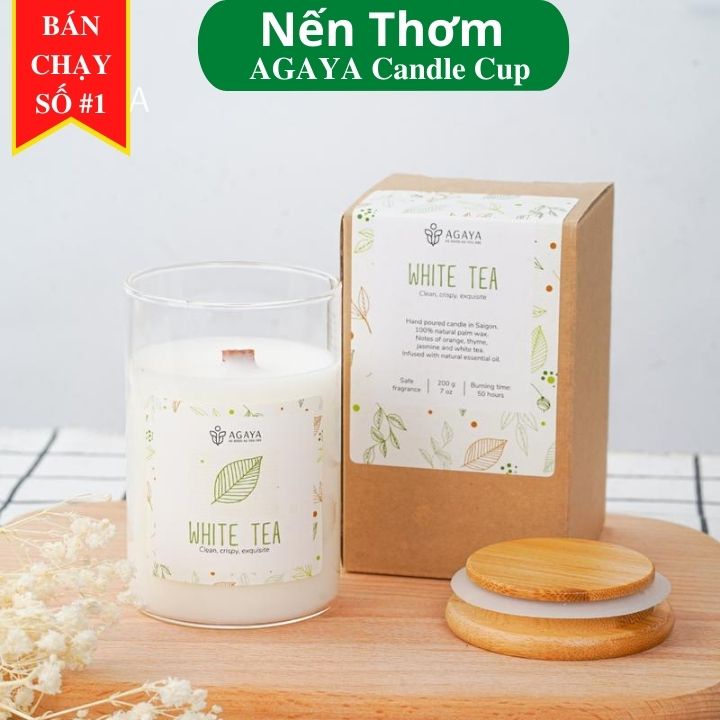 Nến thơm hương hoa tinh dầu thiên nhiên cao cấp Agaya Candle Cup cao cấp - Hương WHITE TEA