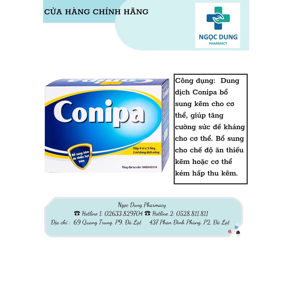 Dung dịch uống Conipa CPC1 bổ sung kẽm, tăng cường đề kháng (20 ống x 5ml)