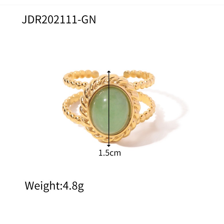 Nhẫn Nữ Vintage Phong Cách Retro Đính Đá Nhân Tạo Titan Ko Đen TT4619