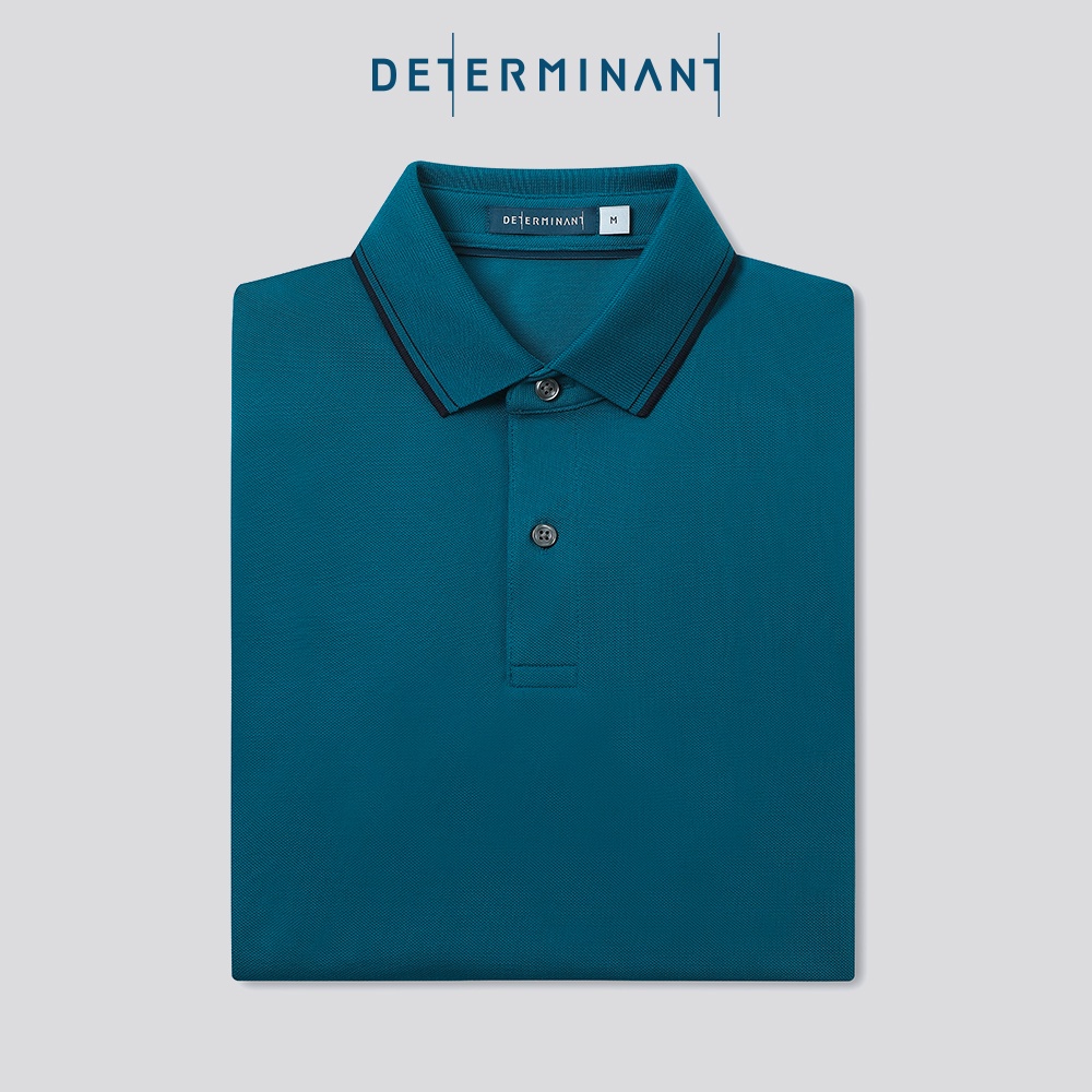 Áo thun polo nam cao cấp DETERMINANT tay ngắn - kháng nước - màu Teal cổ sọc Navy - P01-04