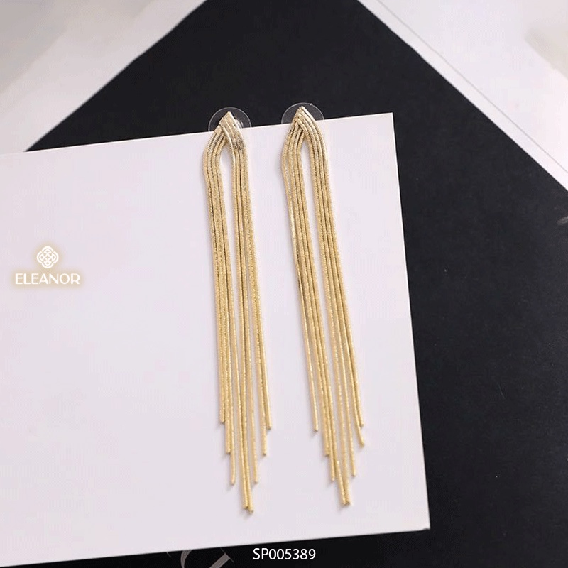 Bông tai nữ chuôi bạc 925 Eleanor Accessories dáng dài sợi tua rua phụ kiện trang sức 5389