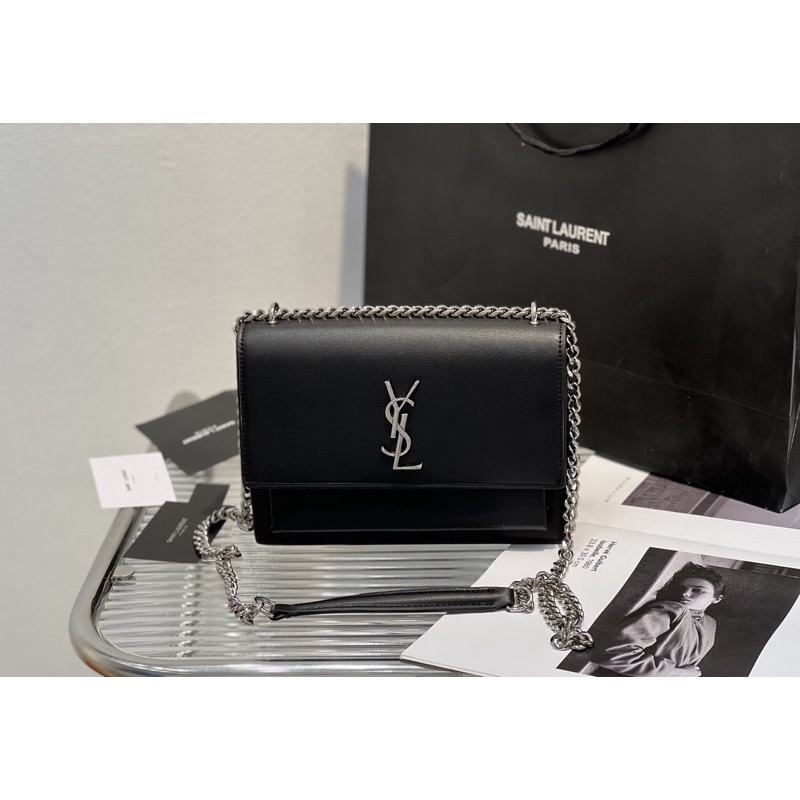 Túi Xách YSL SUNSET FLAP Khoá Bạc Size 22  -  By Willow.luxury