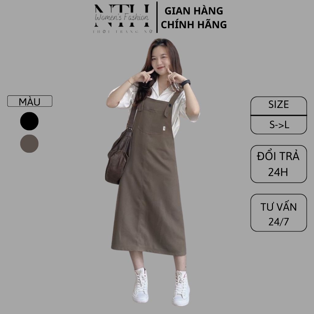 YẾM VÁY dài NTH.WOMEN'S FASHION chất vải cao cấp dày dặn bền đẹp có túi trước tiện lợi YV06