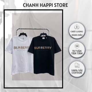 Áo thun buberry broidered thêu logo , áo thun bbr logo sọc vàng thêu nam nữ unisex