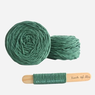 Dây thừng macrame cotton màu xanh vỏ đậu 3 xoắn, 3mm / 5mm