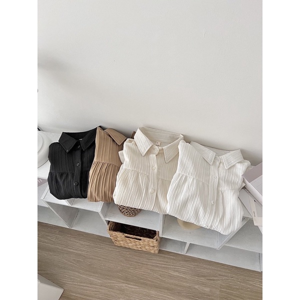 Áo sơ mi babydoll 3 tầng cổ đức basic nhiều màu , Áo sơ mi nữ dài tay thời trang Dumi Clothing