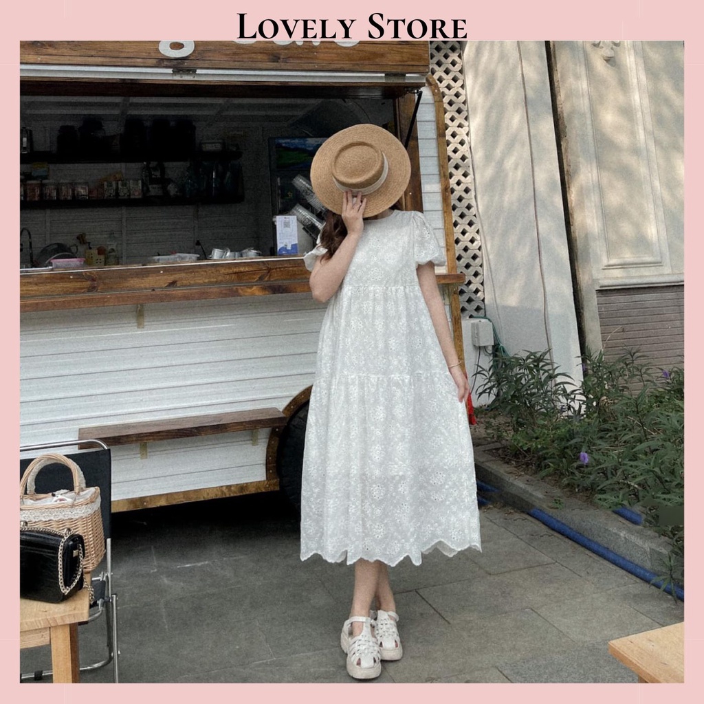 Váy LOVELY ren 2 lớp chất thô boi siêu mát, phong cách tiểu thư xinh xắn