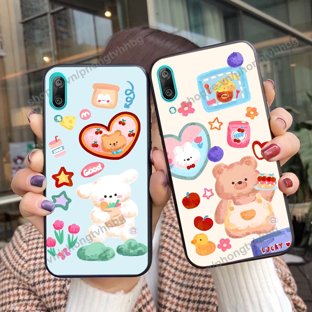 Ốp lưng Huawei Y7 Pro 2019 GẤU DÂU chi bi hoạt hình cute siêu rẻ