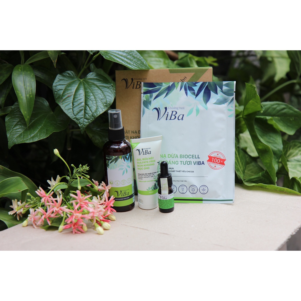 Combo chăm sóc da mụn VIBA - Cân bằng độ âm, sạch mụn, mờ thâm, sáng da