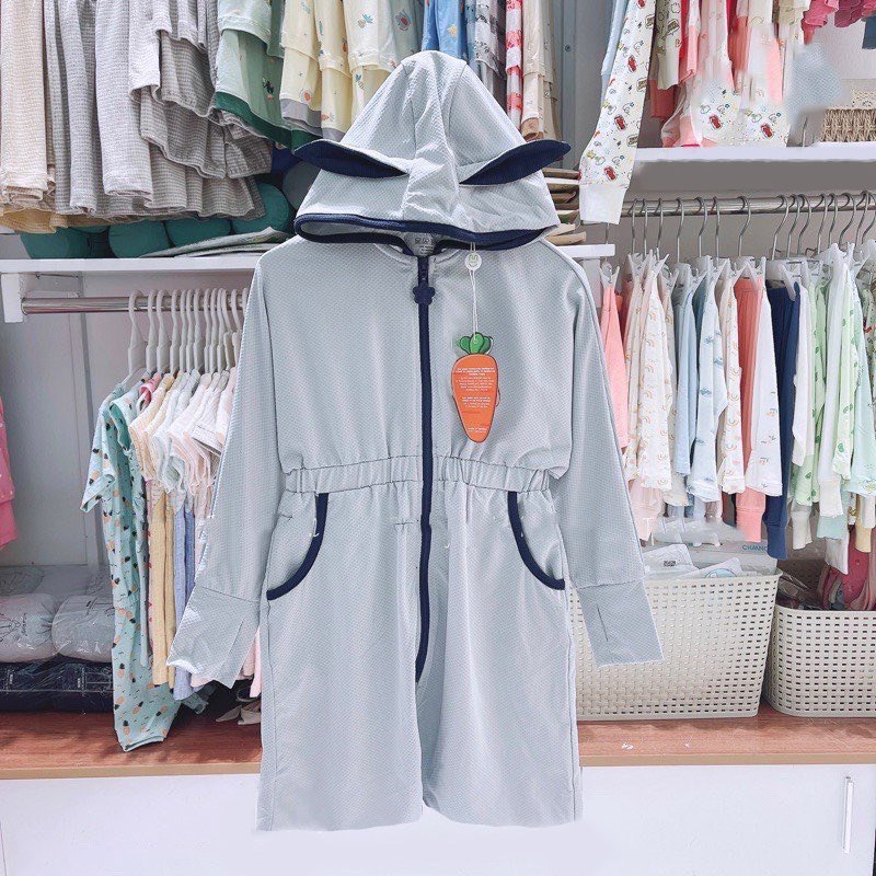Aó nắng tai thỏ siêu yêu chất thông hơi kim cương vải thơm siêu yêu cho bé