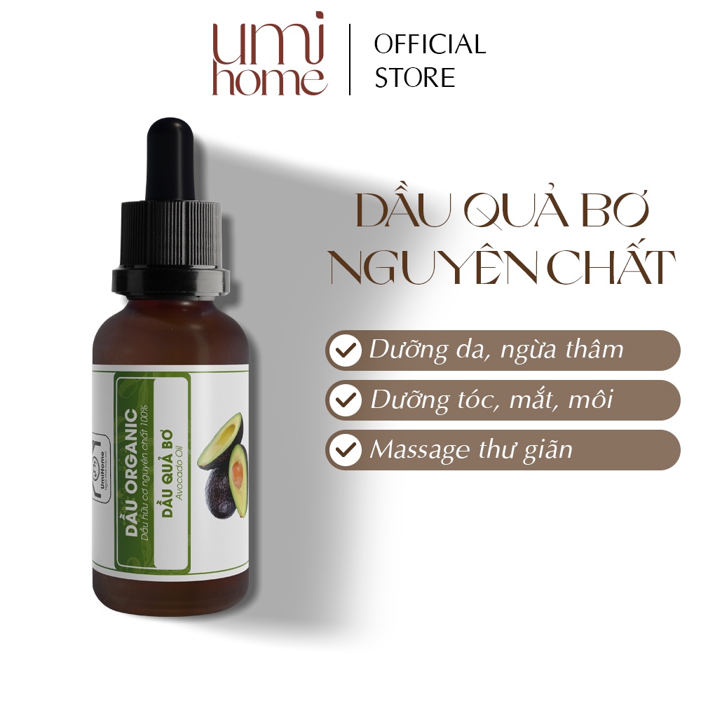 Dầu Quả Bơ dưỡng ẩm da hữu cơ UMIHOME nguyên chất 10ML