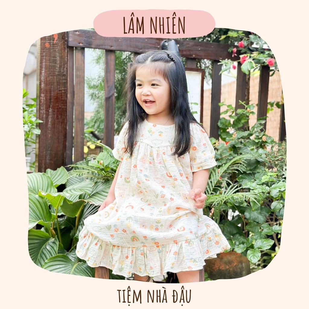 [Tiệm nhà Đậu] Lâm Nhiên - Đầm xô muslin bé gái thiết kế