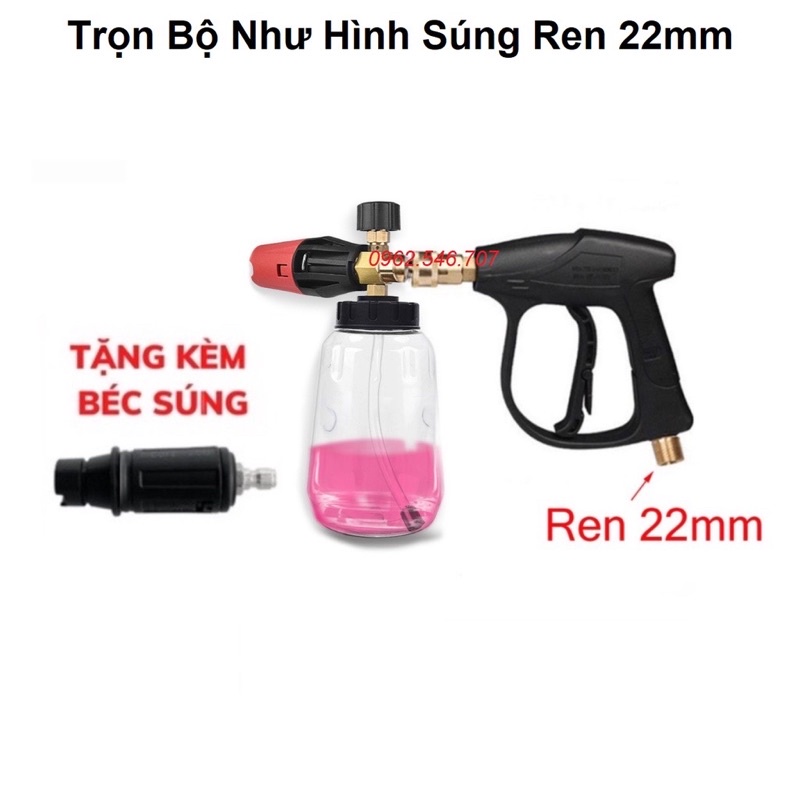 Bình Foam tạo bọt tuyết 1000ml-Tặng kèm khớp nối nhanh gắn vòi phun xịt rửa của máy rửa xe gia đình( BÌNH TRONG SUỐT)