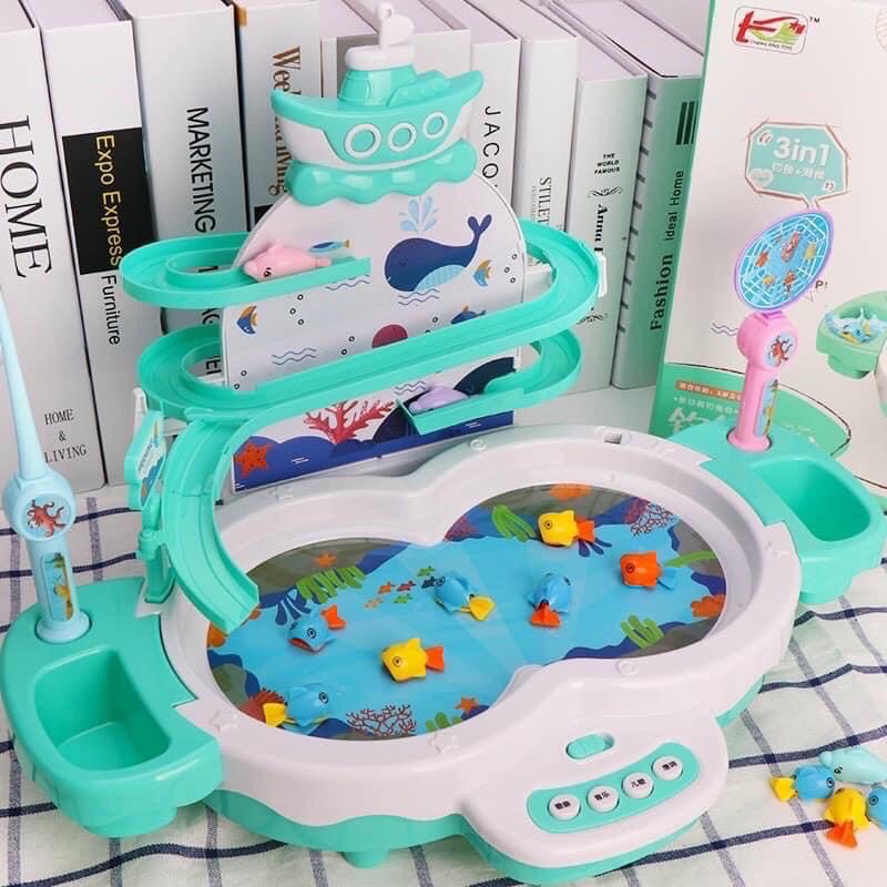 Đồ chơi câu cá tháp trượt có nhạc, đồ chơi trẻ em câu cá điện size lớn