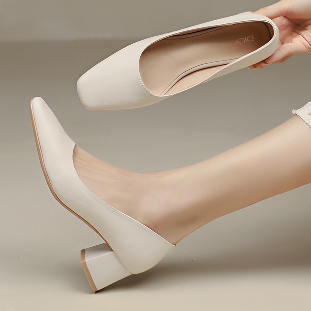Giày cao gót đế vuông basic, giày cao gót mũi vuông thanh lịch cao 5cm_AA0388