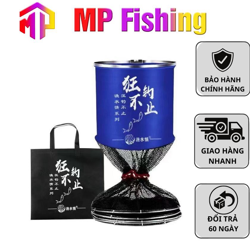 Túi Đựng Cá Rọng Đựng Cá Xanh Kèm Túi Xách Lưới Cao Su Co Giãn Khung Kim Loại Thép - MP Fishing