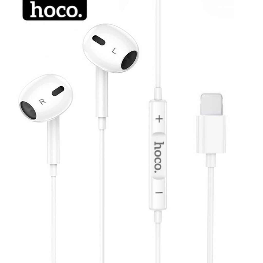 Tai nghe có dây chính hãng HOCO kèm mic lọc âm tốt dùng cho iphone 14 13 12 xsmax 7 8 ..