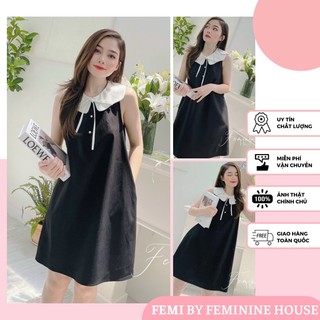 Đầm Cổ Sen Thắt Nơ, Đầm màu đen kiểu dễ thương, đầm babydoll, đầm đi làm đi chơi.