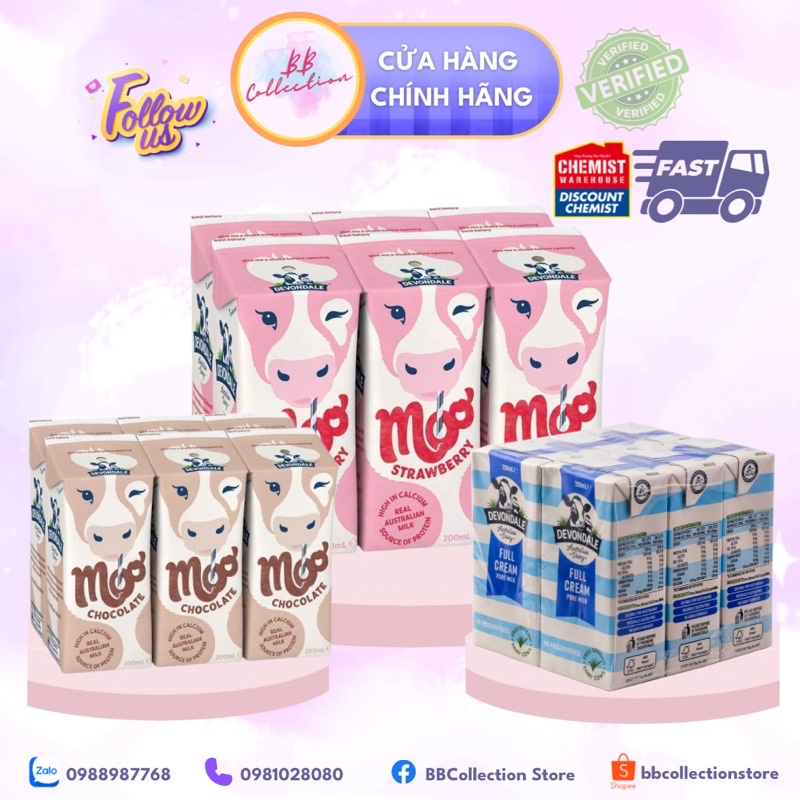 Thùng 24 Hộp Sữa DEVONDALE Sữa Tươi Nguyên Kem 200ML Sữa Úc Nhập Khẩu