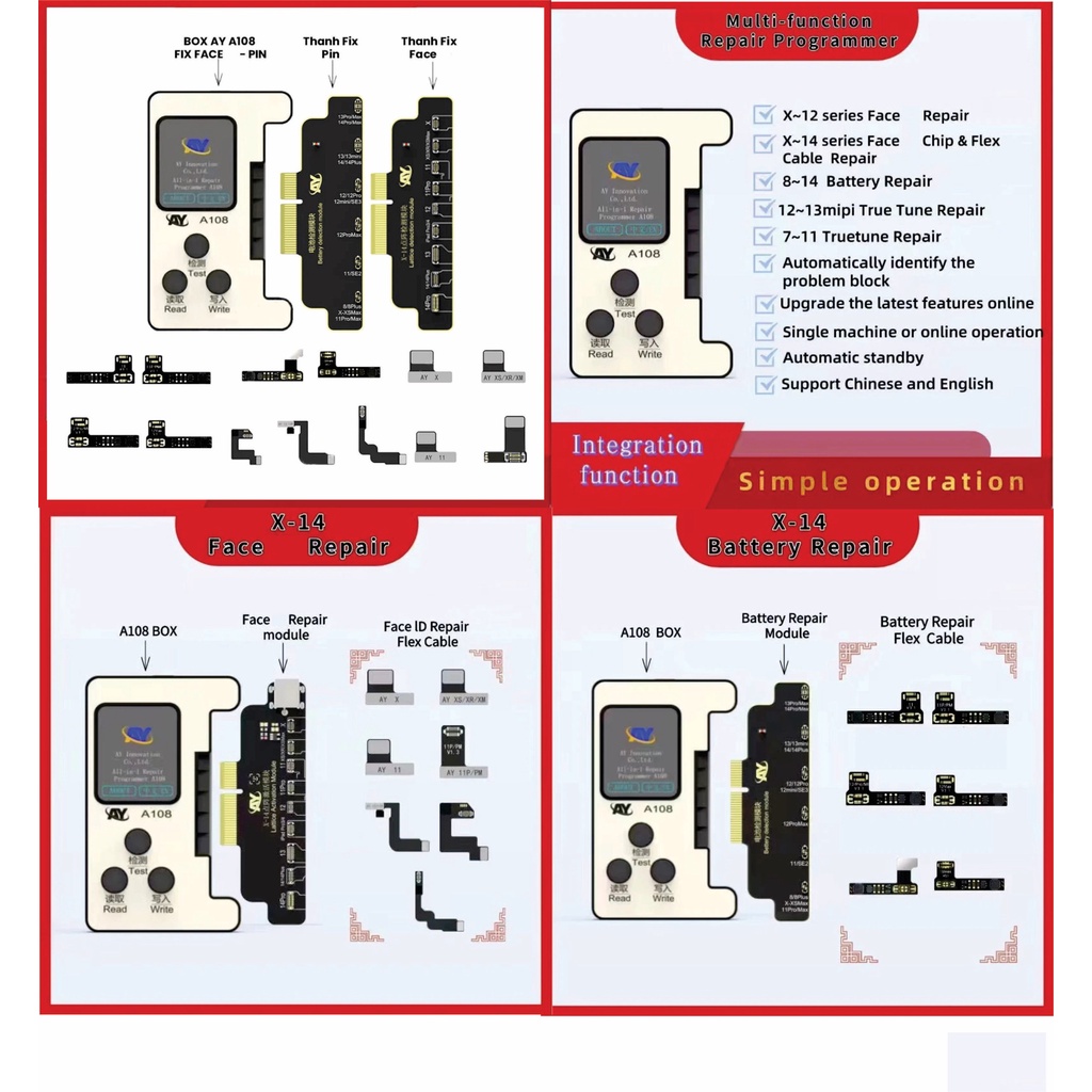 ✨Cable AY-A108. Cable Face Không Khò Hàn X-12PRM. Cable Pin 11-13PRM✨