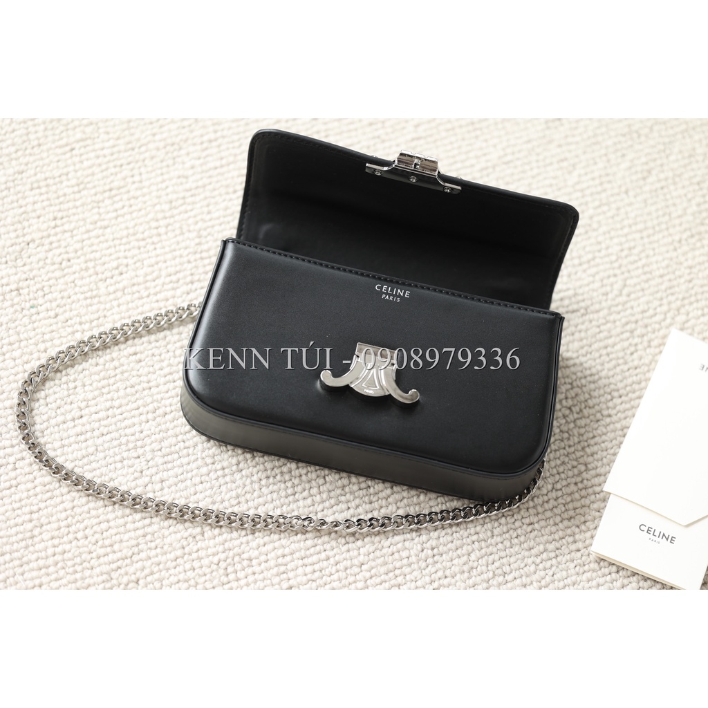 Túi kẹp nách đeo vai khóa bạc Ce.line 20cm hàng fullbox