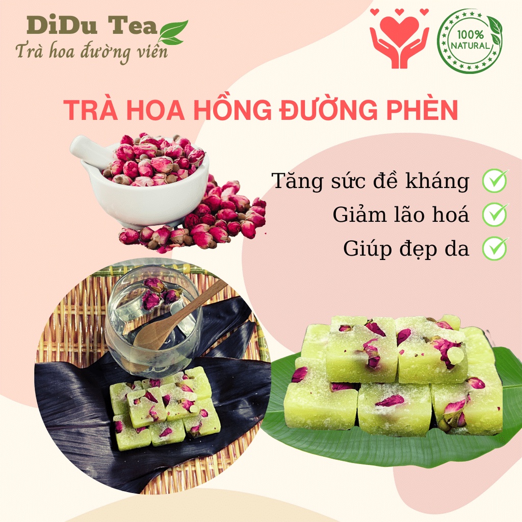 Trà hoa hồng đường phèn Didutea 1 túi trà 500gr