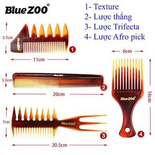 Bộ lược tạo kiểu tóc - lược chải pomade và tạo hình kiểu tóc barber bluezoo màu đen và màu nâu hổ phách _ camy shop68